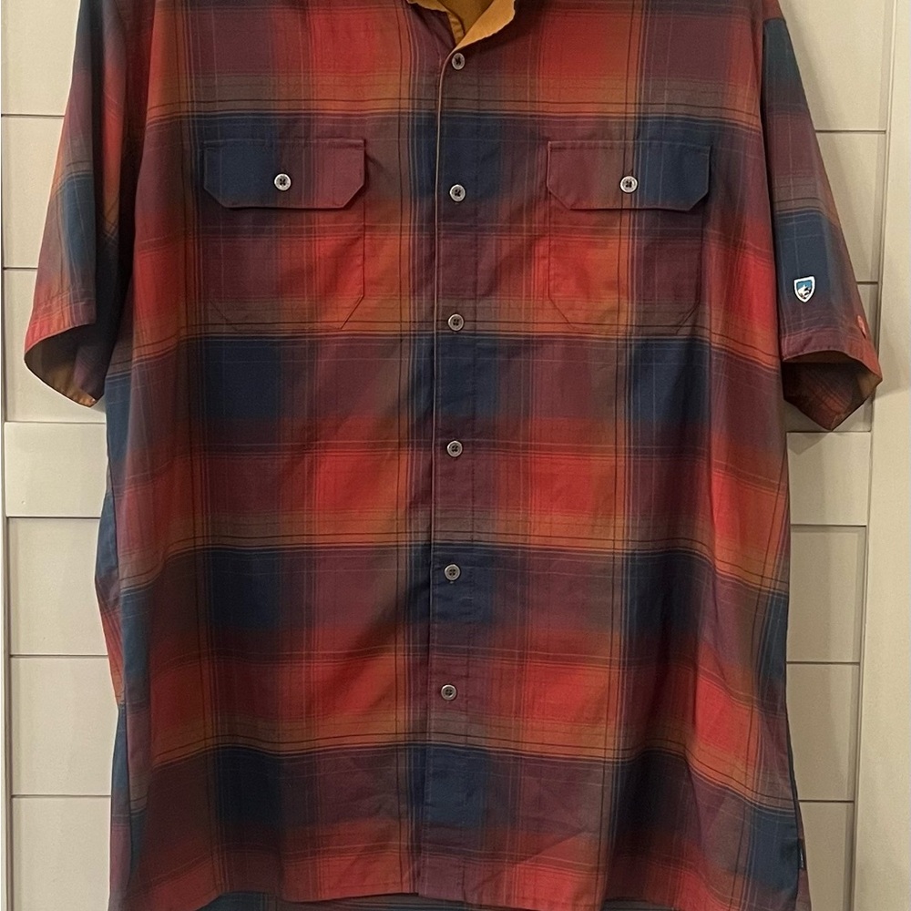 Kuhl Men's Short Sleeve Plaid Shirt - Red & Navy XL
